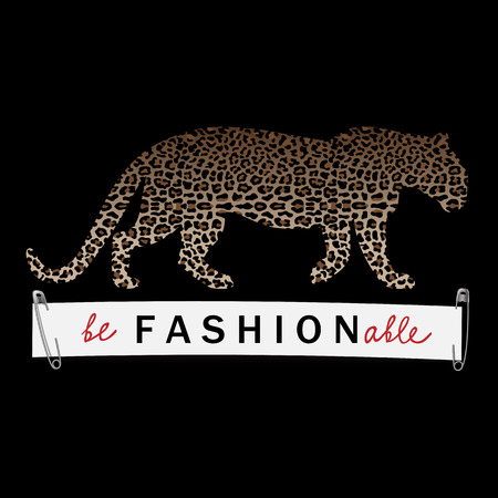 Be Fashionable T-shirt print with leopard silhouette and patternのイラスト素材
