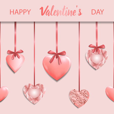 Happy Valentines Day Pink Greeting Square Cardのイラスト素材