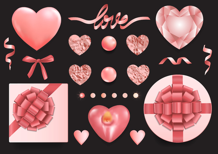 A Pink Objects Set for Romantic Holidaysのイラスト素材