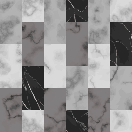 Vector white, gray and black brick marble seamless pattern. Repeat marbling surface, modern luxurious background, luxury vertical wallpaper, textile print and interior tile.のイラスト素材