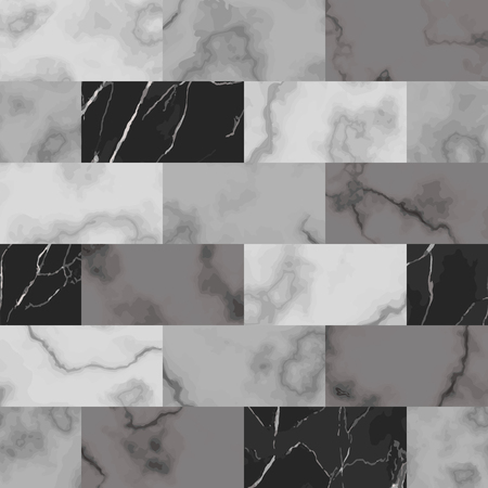 Vector white, gray and black brick marble seamless pattern. Repeat marbling surface, modern luxurious background, luxury wallpaper, textile print and interior tile.のイラスト素材
