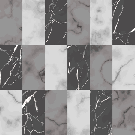 Vector white, gray and black brick marble seamless pattern. Repeat marbling surface, modern luxurious background, luxury vertical wallpaper, textile print and interior tile.のイラスト素材