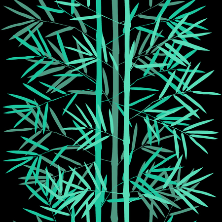 Fashion green and black seamless pattern with bamboo for fashion textile prints, wallpaper, wrapping, fabric and natural backgrounds.のイラスト素材