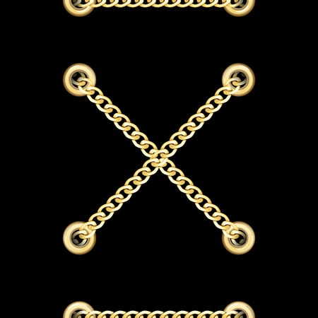 Golden Cross Chains with Metal Eyelets Seamless Pattern.のイラスト素材