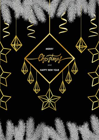 Merry Christmas and Happy New Year Scandinavian Style Cardのイラスト素材