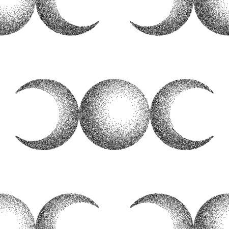 Triple moon magic and astronomy vecor seamless patternのイラスト素材