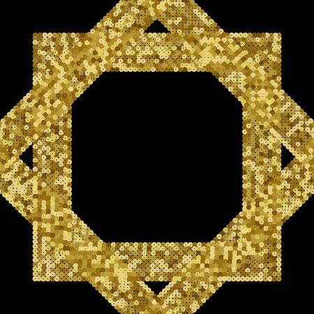 Gold Sequins Luxury Seamless Pattern with Squares . Holiday Backgroundのイラスト素材