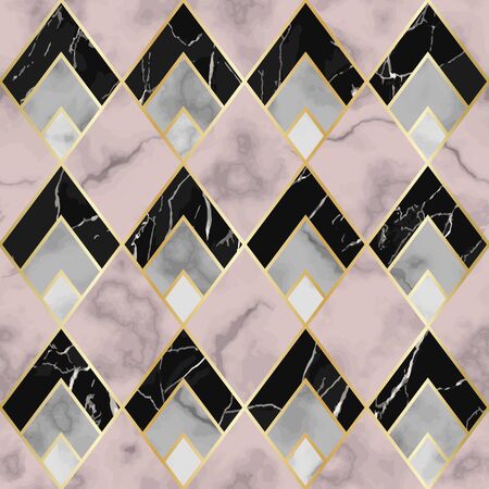 Marble Luxury Geometric Seamless Pattern. Vector Repeat Background