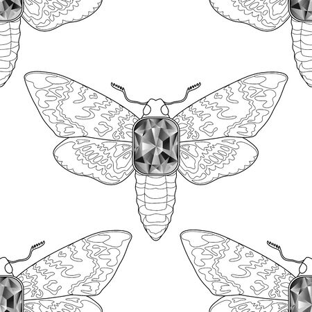 Death head moth jewelry vector seamless patternのイラスト素材