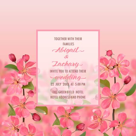 Wedding Invitation with cherry blossomのイラスト素材