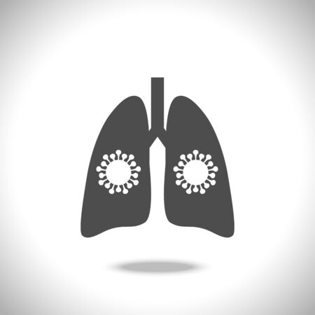 Virus in the lungs icon isolated on white background. Vector illustration of coronavirus, flu, pneumonia, SARS.のイラスト素材