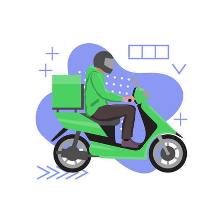 Man courier delivery services on abstract backgroundのイラスト素材