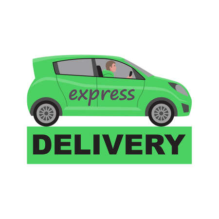 Express Delivery sign with green delivery carのイラスト素材