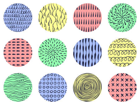 Hand drawn doodle abstract patterns set