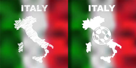 Italian Abstract Maps set with flag and ball.のイラスト素材