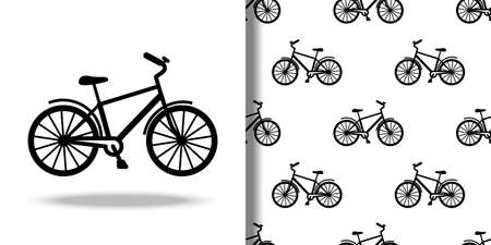 Bike icon and seamless pattern setのイラスト素材
