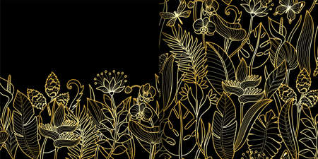 Tropical seamless pattern and border set for textile printsのイラスト素材