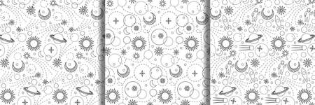 Space Doodle Seamless Patterns set