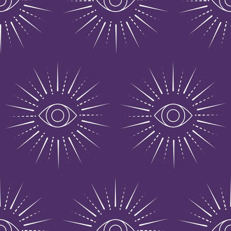 Eye with rays abstract magic seamless pattern for textile prints, repeat backgrounds, wallpapers