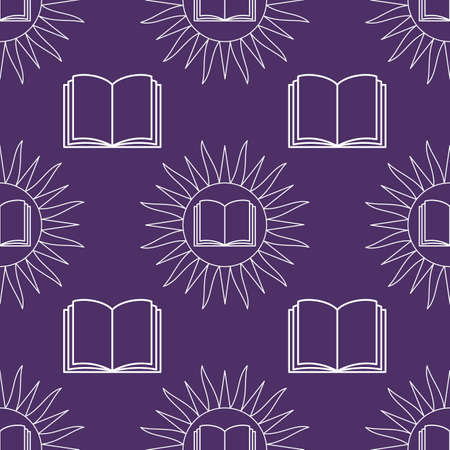 Education, akashic chronicles seamless pattern with book