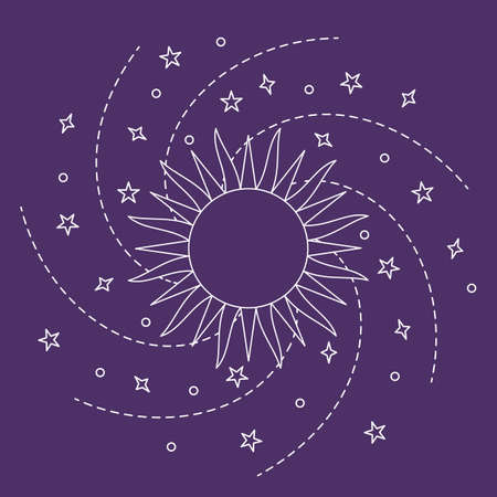 Sun and galaxy abstract line iconのイラスト素材