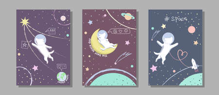 Dog in Space cover set with doodle and texture elements