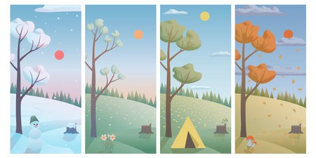 Display season wallpapers set. Web pages backgroundsのイラスト素材