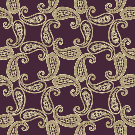 Paisley Ethnic Floral Hand Drawn Seamless Patternのイラスト素材