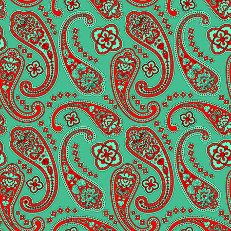 Paisley Ethnic Floral Hand Drawn Seamless Patternのイラスト素材