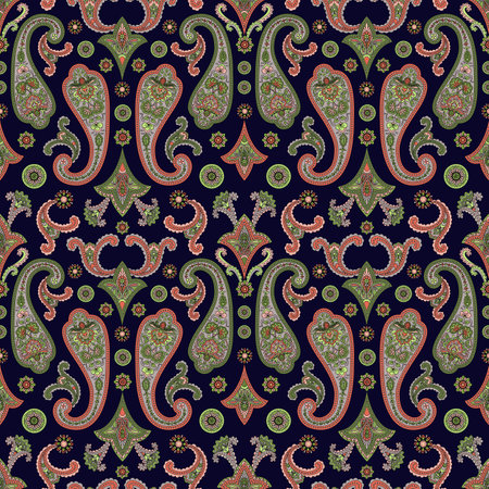 Paisley Ethnic Floral Hand Drawn Seamless Patternの写真素材