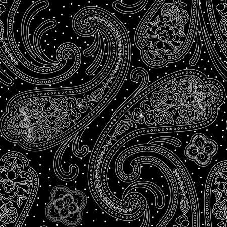 Paisley Ethnic Floral Hand Drawn Seamless Patternのイラスト素材