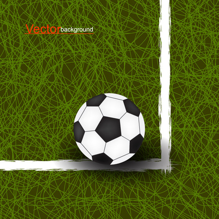 Soccer ball on green grass background, vector illustrationのイラスト素材