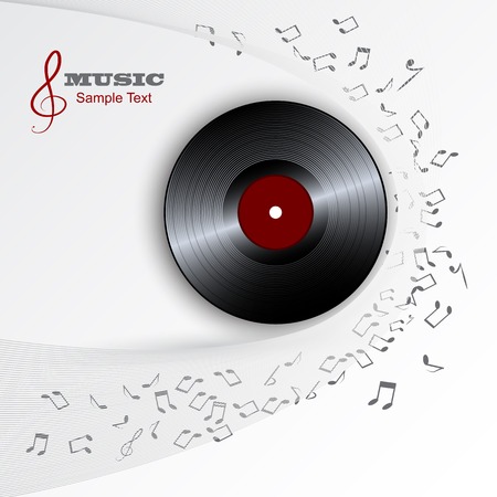 Black vinyl record on white background with transparent tapeのイラスト素材