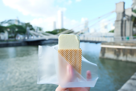 Vanilla wafer ice cream sandwich