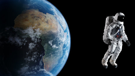 earth and astronaut in space  concept view 3D rendering .