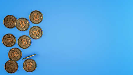 Cryptocurrency trend trading and growing, bitcoin , concept. 3d render illustrationの写真素材