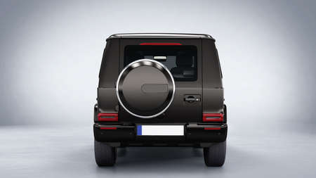 dark black SUV studio lighting 3d render concept .
