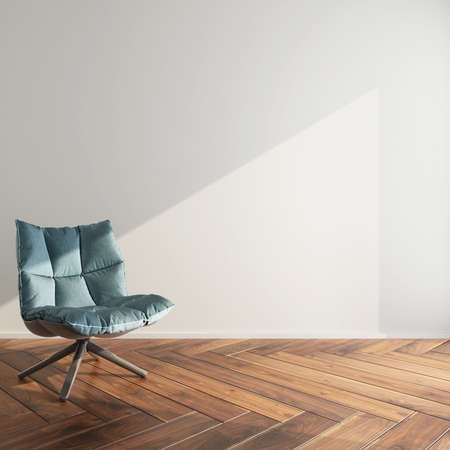living room in armchair with white wall wood flooring  and sun light 3d modelling rendering view .のeditorial素材