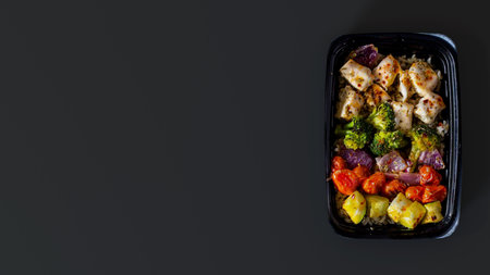 fast food 3d rendering with black background conceptの写真素材