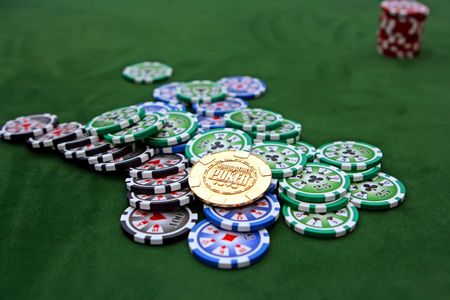 Poker table with chips