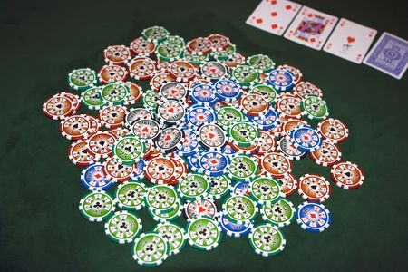 Poker table with chipsのeditorial素材