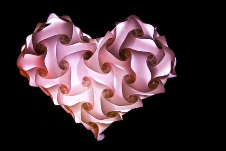 Night paper heart shaped lantern on the Thailand beach
