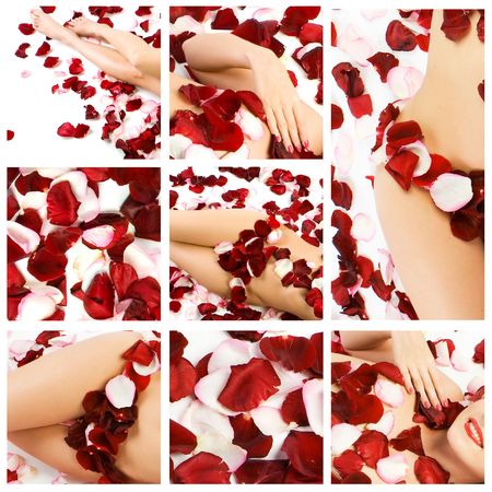 Collage of several photos for spa and body care and beauty industryの写真素材