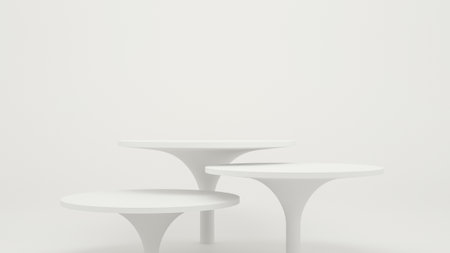 white luxury podium stand for product display - 3D renderの写真素材