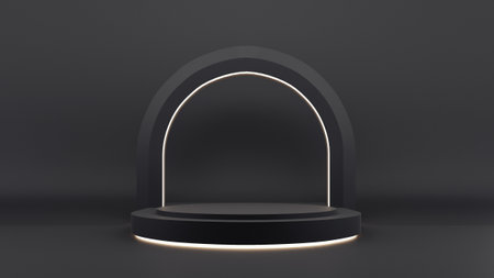 Black luxury podium for product display - 3D renderの写真素材