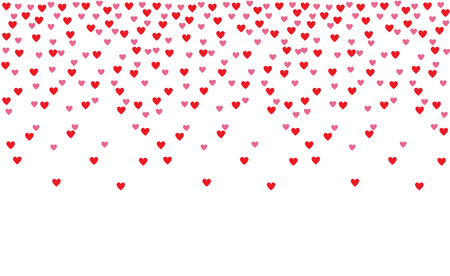 Red and pink heart shape background wallpaper. Gorgeous Hearts Falling on white background. Invitation Design Template for Greeting Card or Poster. Place for text. Vector.のイラスト素材