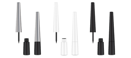 Eyeliner. Liquid 3d liner. Cosmetics template. Female cosmetic tube. Vector illustration.のイラスト素材