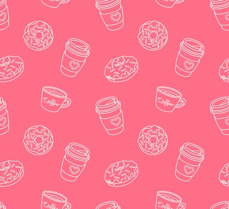 Coffee and donut seamless pattern.のイラスト素材