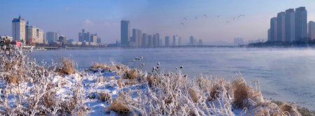 Winter in Jiangchengの写真素材