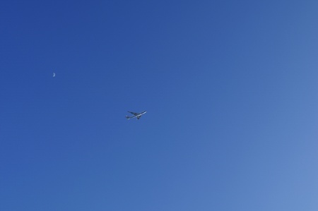 Moon and Aircraftの写真素材